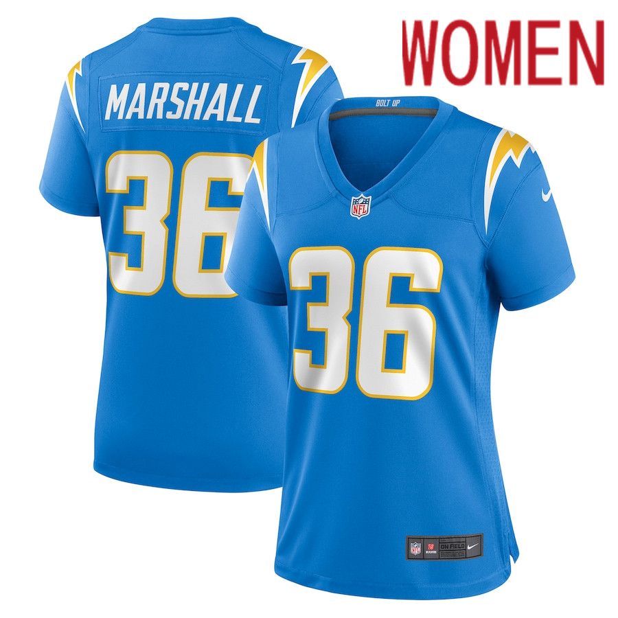 Women Los Angeles Chargers #36 Trey Marshall Nike Powder Blue Game NFL Jersey->women nfl jersey->Women Jersey